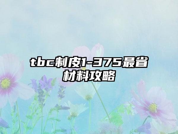 tbc制皮1-375最省材料攻略