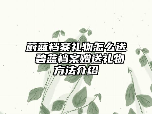 蔚蓝档案礼物怎么送 碧蓝档案赠送礼物方法介绍