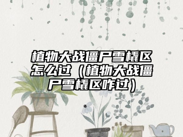 植物大战僵尸雪橇区怎么过（植物大战僵尸雪橇区咋过）