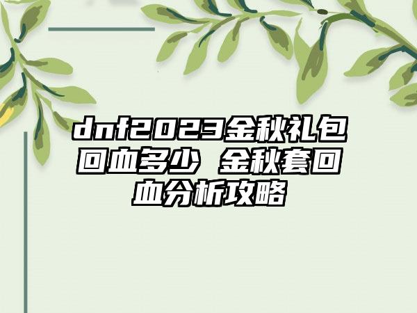 dnf2023金秋礼包回血多少 金秋套回血分析攻略