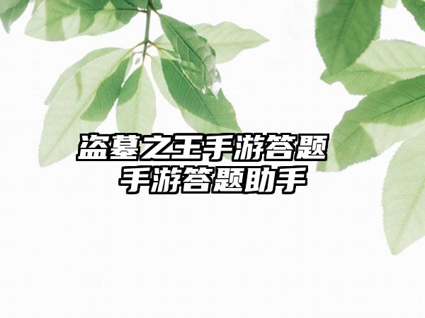 盗墓之王手游答题 手游答题助手