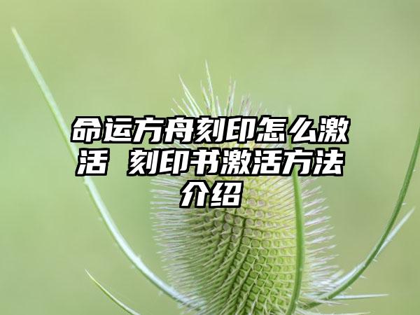 命运方舟刻印怎么激活 刻印书激活方法介绍