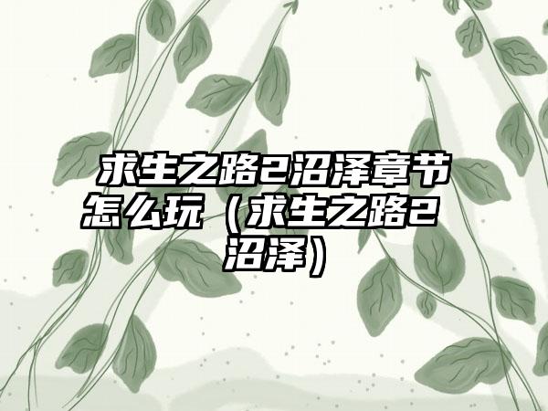 求生之路2沼泽章节怎么玩（求生之路2 沼泽）
