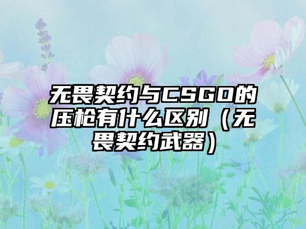 无畏契约与CSGO的压枪有什么区别（无畏契约武器）