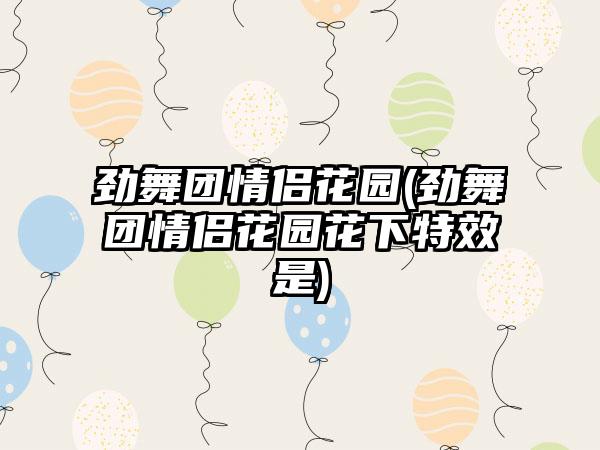 劲舞团情侣花园(劲舞团情侣花园花下特效是)