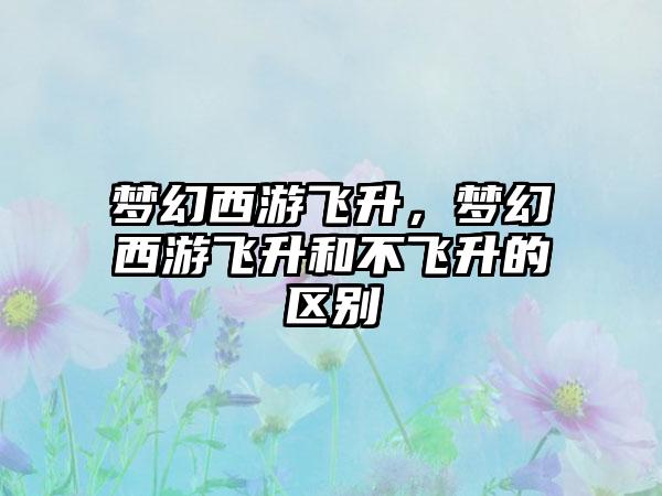 梦幻西游飞升，梦幻西游飞升和不飞升的区别