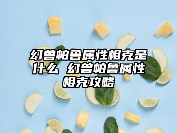 幻兽帕鲁属性相克是什么 幻兽帕鲁属性相克攻略