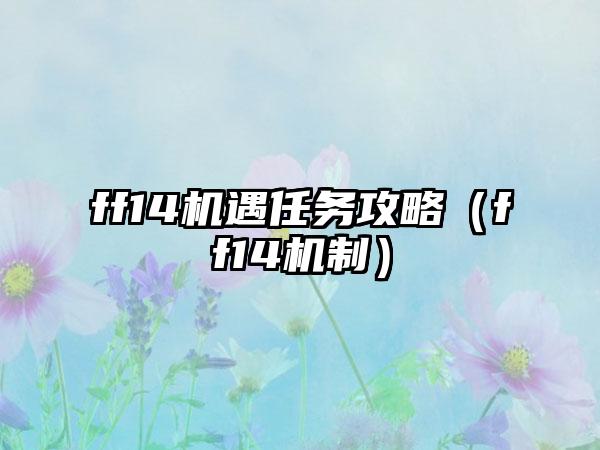 ff14机遇任务攻略（ff14机制）