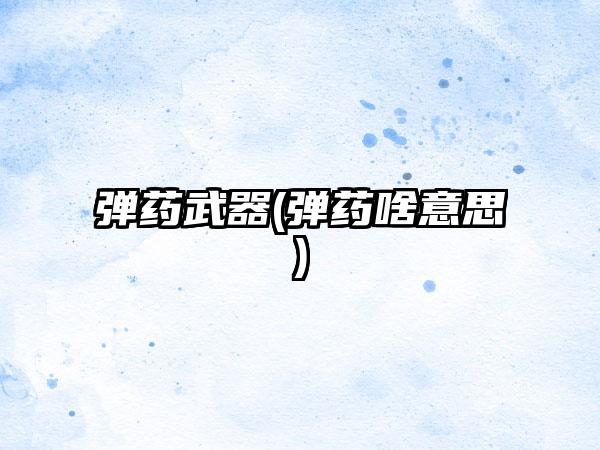 弹药武器(弹药啥意思)