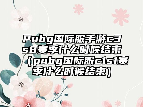 Pubg国际服手游c3s8赛季什么时候结束（pubg国际服c1s1赛季什么时候结束）