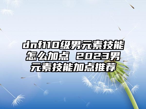 dnf110级男元素技能怎么加点 2023男元素技能加点推荐