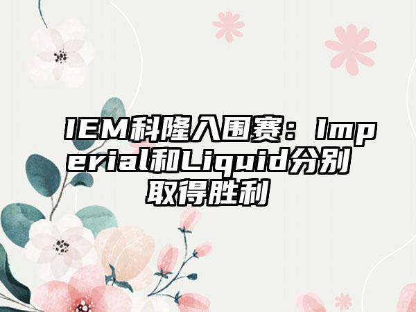 IEM科隆入围赛：Imperial和Liquid分别取得胜利