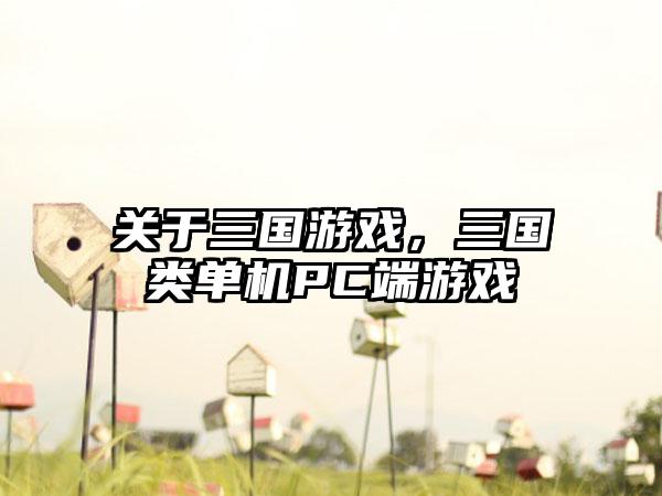 关于三国游戏，三国类单机PC端游戏