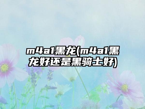 m4a1黑龙(m4a1黑龙好还是黑骑士好)
