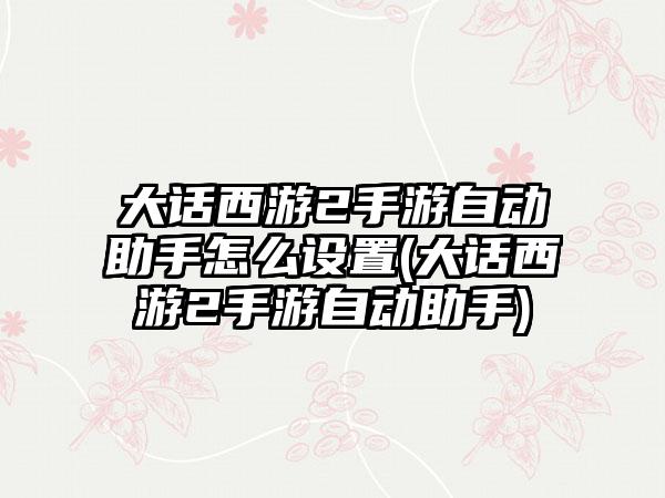 大话西游2手游自动助手怎么设置(大话西游2手游自动助手)