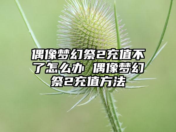 偶像梦幻祭2充值不了怎么办 偶像梦幻祭2充值方法