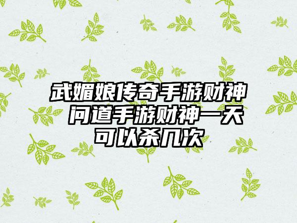 武媚娘传奇手游财神 问道手游财神一天可以杀几次