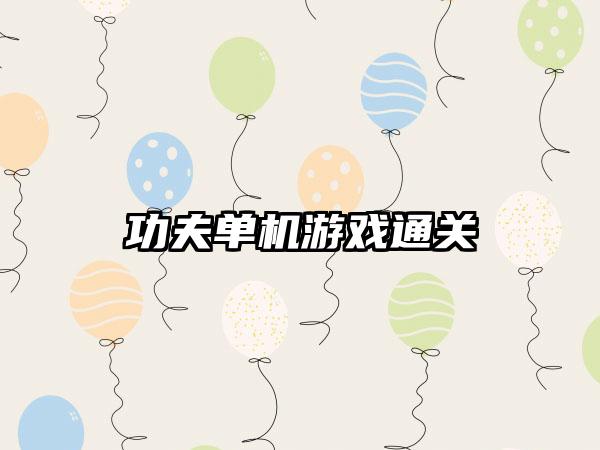 功夫单机游戏通关