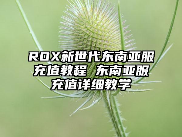 ROX新世代东南亚服充值教程 东南亚服充值详细教学