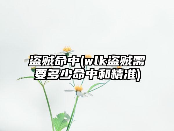 盗贼命中(wlk盗贼需要多少命中和精准)