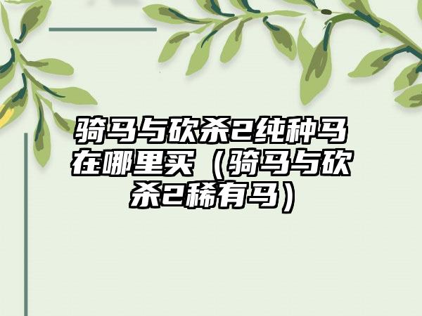 骑马与砍杀2纯种马在哪里买（骑马与砍杀2稀有马）
