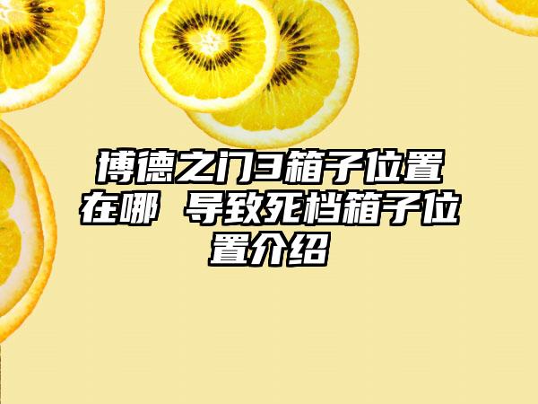 博德之门3箱子位置在哪 导致死档箱子位置介绍