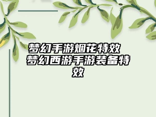 梦幻手游烟花特效 梦幻西游手游装备特效