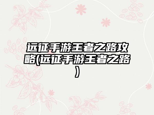远征手游王者之路攻略(远征手游王者之路)