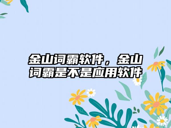 金山词霸软件，金山词霸是不是应用软件