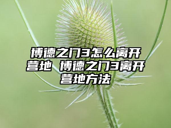 博德之门3怎么离开营地 博德之门3离开营地方法