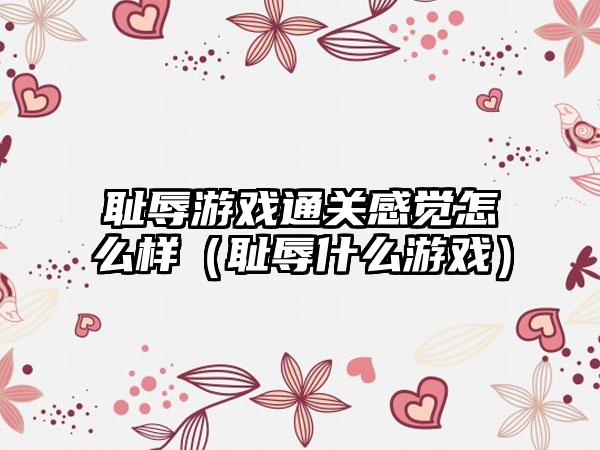 耻辱游戏通关感觉怎么样（耻辱什么游戏）