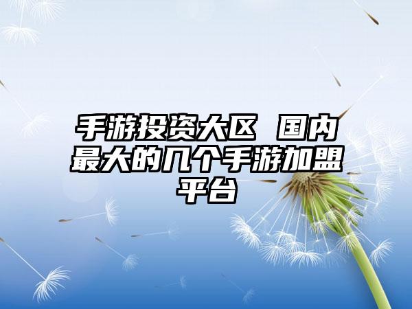 手游投资大区 国内最大的几个手游加盟平台