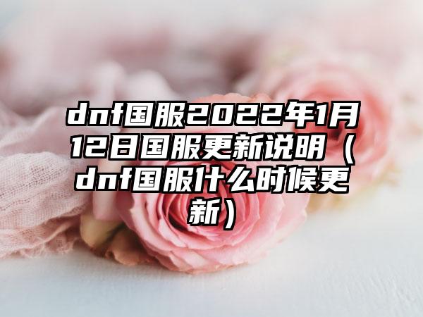 dnf国服2022年1月12日国服更新说明（dnf国服什么时候更新）