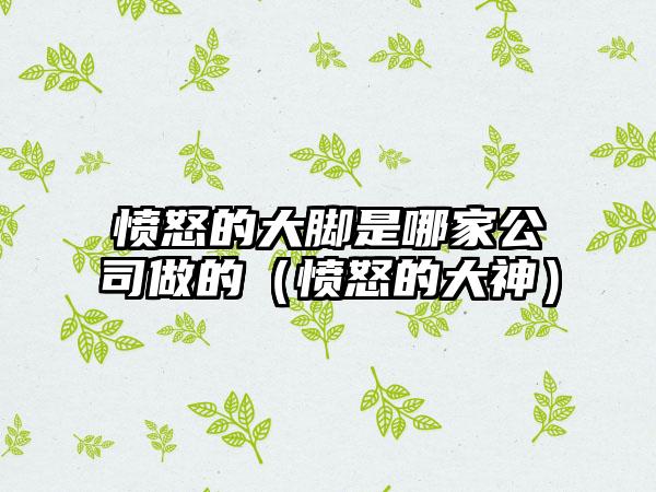 愤怒的大脚是哪家公司做的（愤怒的大神）