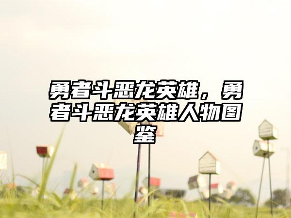勇者斗恶龙英雄，勇者斗恶龙英雄人物图鉴