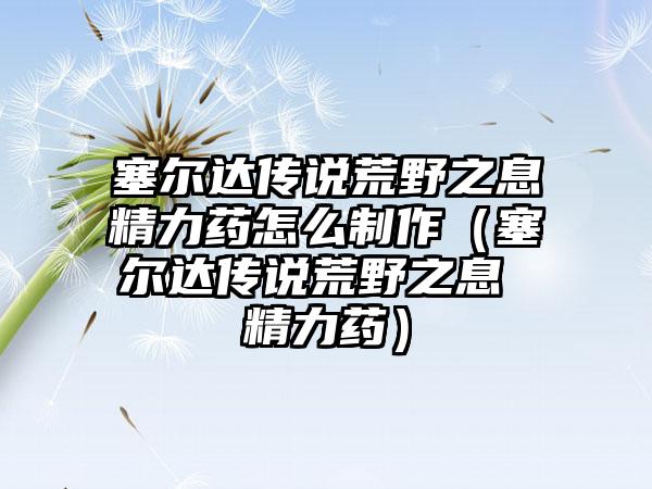 塞尔达传说荒野之息精力药怎么制作（塞尔达传说荒野之息 精力药）