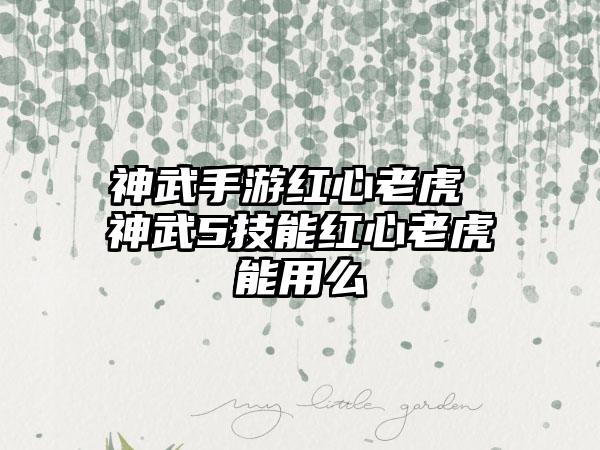 神武手游红心老虎 神武5技能红心老虎能用么