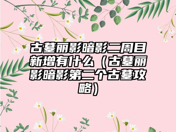 古墓丽影暗影二周目新增有什么（古墓丽影暗影第二个古墓攻略）