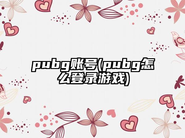 pubg账号(pubg怎么登录游戏)