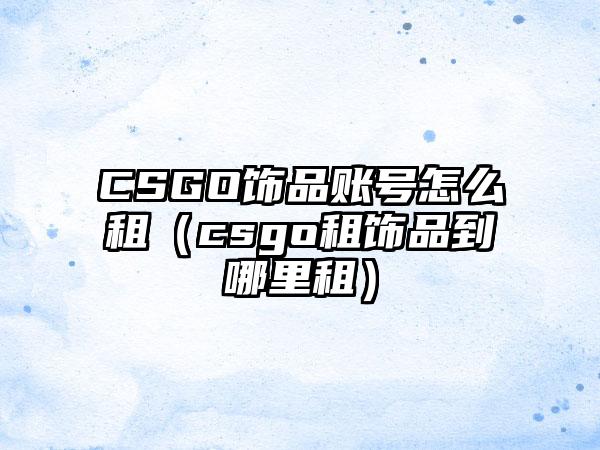 CSGO饰品账号怎么租（csgo租饰品到哪里租）