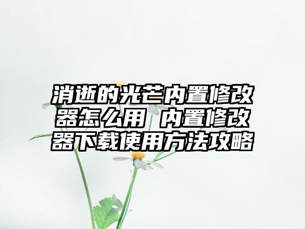 消逝的光芒内置修改器怎么用 内置修改器下载使用方法攻略