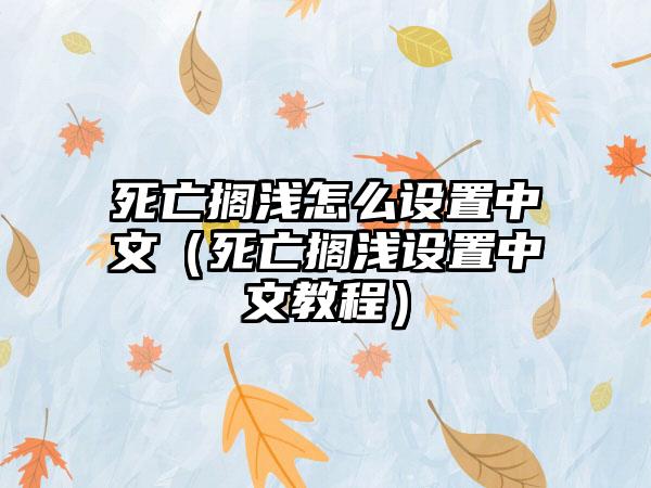 死亡搁浅怎么设置中文（死亡搁浅设置中文教程）