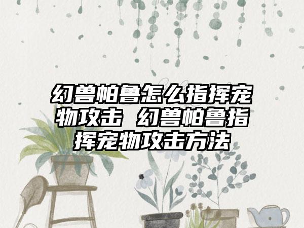 幻兽帕鲁怎么指挥宠物攻击 幻兽帕鲁指挥宠物攻击方法
