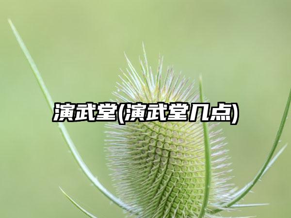 演武堂(演武堂几点)
