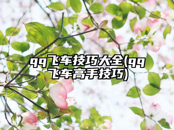 qq飞车技巧大全(qq飞车高手技巧)