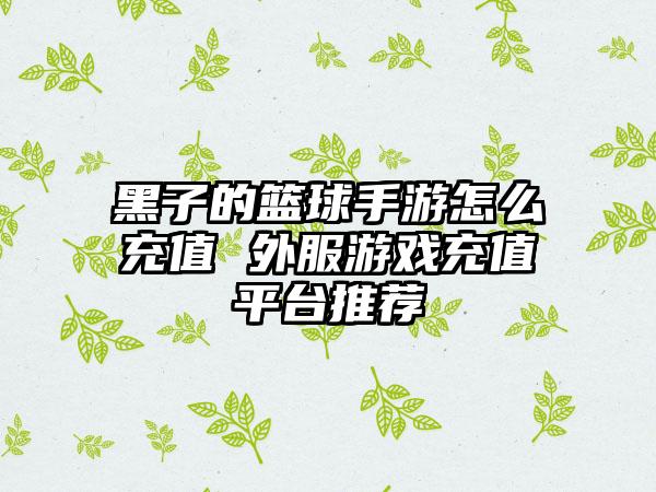 黑子的篮球手游怎么充值 外服游戏充值平台推荐