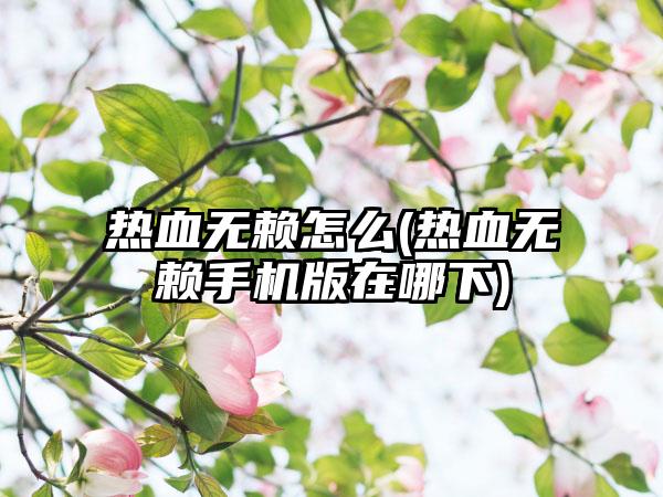 热血无赖怎么(热血无赖手机版在哪下)