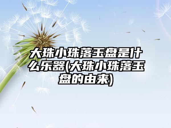 大珠小珠落玉盘是什么乐器(大珠小珠落玉盘的由来)