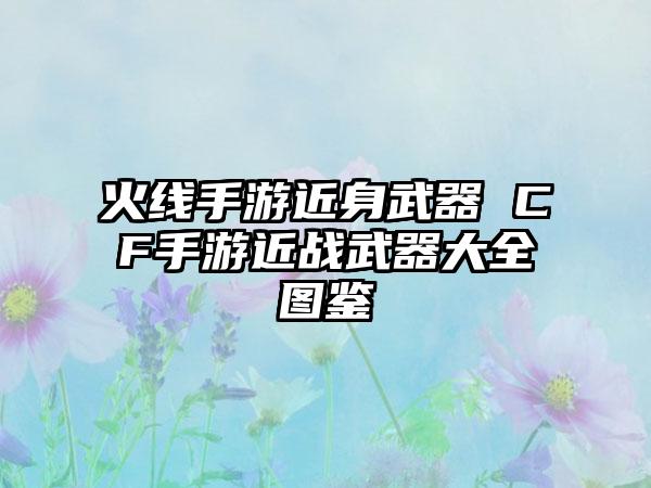 火线手游近身武器 CF手游近战武器大全图鉴