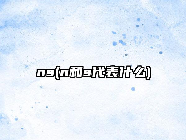 ns(n和s代表什么)